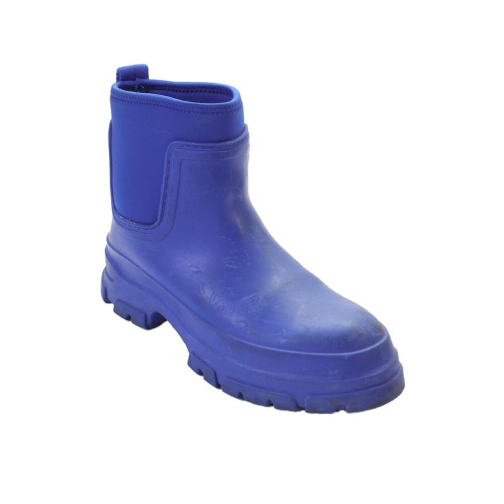 Zara Womens Slip On Block Heel Rubber Ankle Rain Boots Blue Size 41